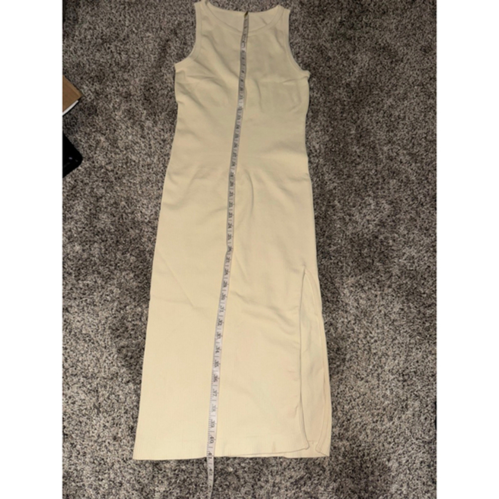 Women's OQQ Ribbed Tank Dress Beige Size M​